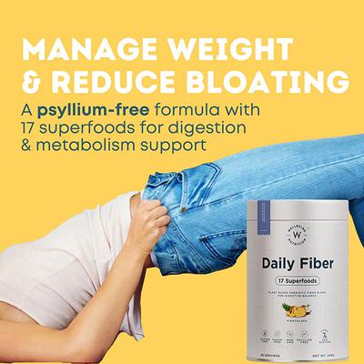 Wellbeing Nutrition Daily Fiber Powder, Weight Management, Manages Sugar Control, Bloating, Constipation - Pina Colada 30 Servings - Digestive Health