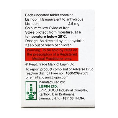 Lipril 2.5mg Tablet 15'S - Hypertension-ACE