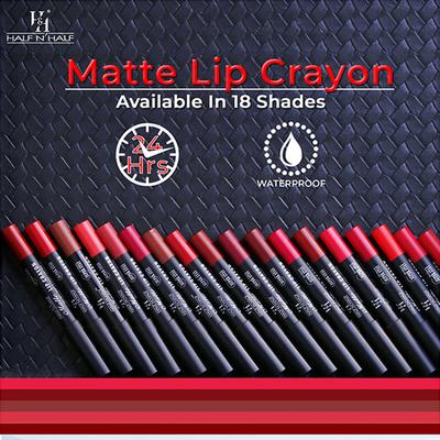 Half N Half Matte Lip Crayon Velvet Soft & Long Lasting, 24H Super Stay, Ultra Creamy, Intensely Pigmented 24, Show Time 3.5 gm - Lip Crayons
