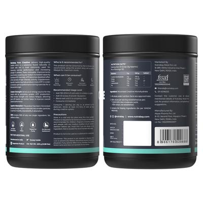 Nutrabay Pure Creatine Monohydrate Micronized Powder - Unflavoured 400 g - Workout Essentials