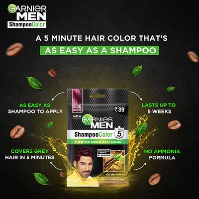 Garnier Men Shampoo Color Shade 3.16 Burgundy (10ml+10ml) - Sachet/Shampoo