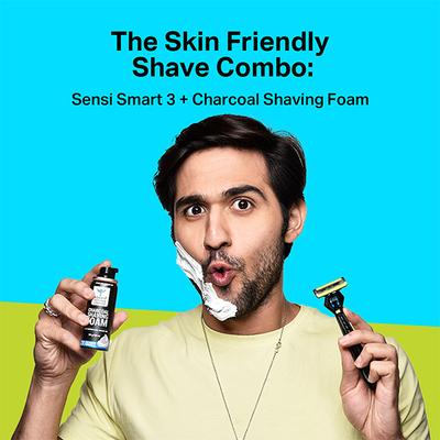 Bombay Shaving Company Sensi Smart 3 Razor 15gm, Green and Charcoal Shaving Foam 50gm 1's - Razors & Cartridges