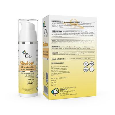 Fixderma Shadow Invisible Serum Sunscreen SPF 50+ PA+++ -With Vitamin C & Hyaluronic Acid 30 ml - Face Sunscreen