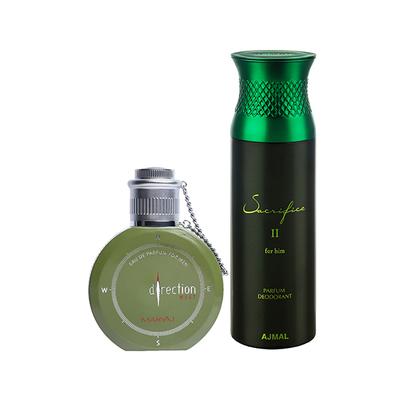 Maryaj Direction West EDP Green Spicy Perfume And Ajmal Sacrifice II For Him Deodorant Fruity Aromatic Fragrance 300 ml - Men Perfumes (Edt/Edp)
