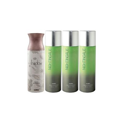 Ajmal 1 Shadow Him And 3 Nightingale Deodorants Pack of 4 200 ml - Deodorants/Roll-Ons
