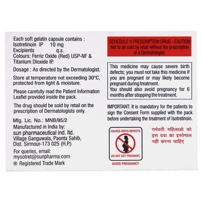 Sotret 10mg Capsule 10'S - Acne-Acn