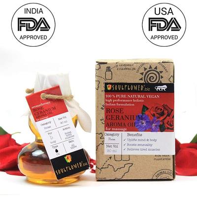 Soulflower Rose Geranium Aroma Massage Oil 90 ml - Massage Oils