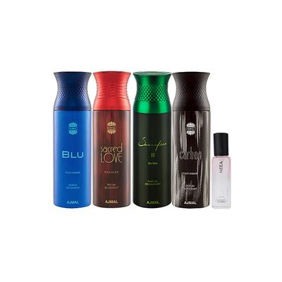 Ajmal Blu & Sacred Love & Sacrificeiihim & Carbon Deo each 200ml & Neea EDP 20ml 1's - Women Perfumes (Edt/Edp)