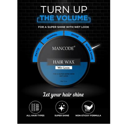Mancode Wet Look Hair Wax 100 gm - Hair Gels & Waxes