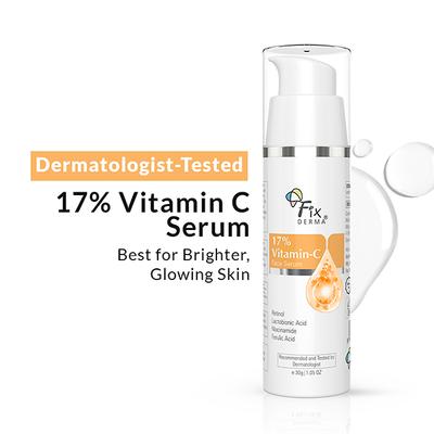 Fixderma 17% Vitamin C Face Serum for Glowing Skin Anti Aging Night Face Serum 30 gm - Face Serum