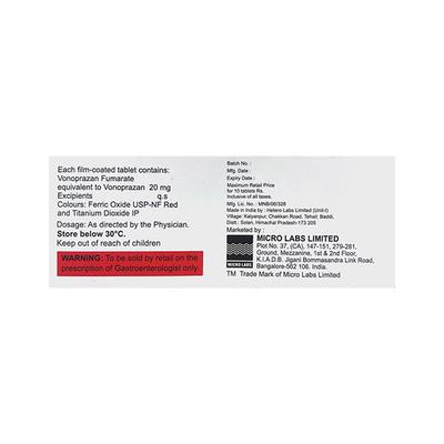 VONACID 20 Tablet 10's - H.Pylori Infection