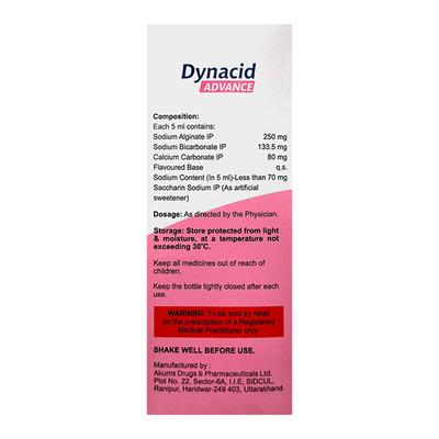 DYNACID ADVANCE SUGAR FREE Oral Suspension 150ml - Ulcer/Reflux/Flatulence-Aaa