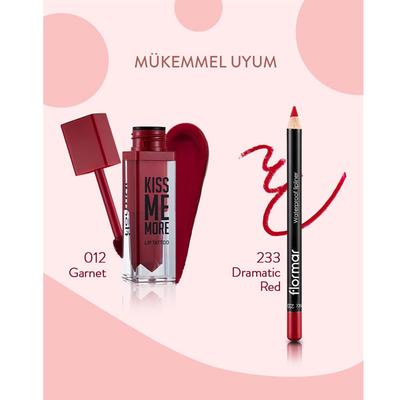 Flormar Kiss Me More Lip Tattoo 12 Garnet 3.8ml - Liquid Lipsticks