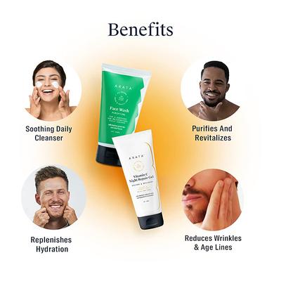 Arata Night Repair Combo With Purifying Face Wash (150 ML) & Vitamin C Night Repair Gel (50 ML) 200 ml - Face Washes