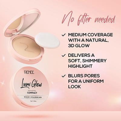Renee Cosmetics Lumi Glow Highlighting Compact Satin Beige 9 gm - Compact Powder