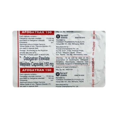 Afogatran 150mg Capsule 10'S - Blood Clot-Ant