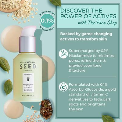The Face Shop Green Natural Seed Advanced Antioxidant Face Serum - Tocoperrol 50 Ml - Face Serum