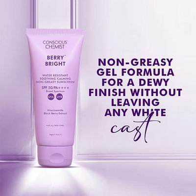Conscious Chemist Berry Bright SunscreenSpf 50 Pa ++++Uva/UvbNiacinamide & Berry Extract 50 gm - Face Sunscreen