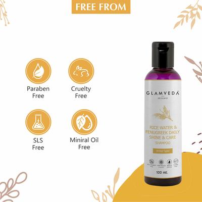 Glamveda Daily Shine Shampoo Rice Water and Fenugreek 100 ml - Shampoos