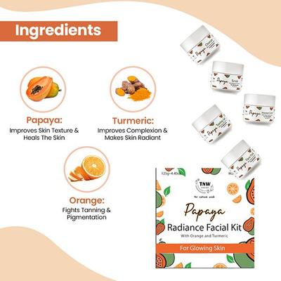 TNW The Natural Wash Papaya Radiance Facial Kit With Orange and Turmeric For Glowing Skin 125 gm - Facial Kits