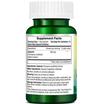 Morpheme Remedies Guduchi (Tinospora Cordifolia) 500mg Extract Veg Capsule 60's - Herbal Dietary Supplement