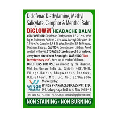 DICLOWIN HEADACHE Balm 12gm - Pain relief-Nsa