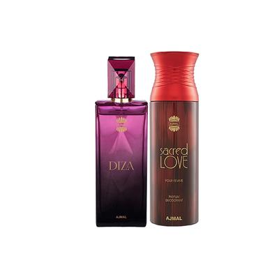 Ajmal Diza EDP Fruity Floral Perfume And Sacred Love Deodorant Floral Musky Fragrance 300 ml - Women Perfumes (Edt/Edp)