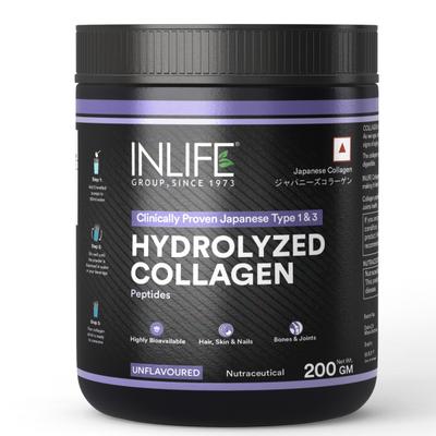 Inlife Hydrolyzed Collagen Peptides Powder - Unflavoured 200 g - Hair & Skin