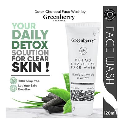 Greenberry Organics Face Wash - Detox Charcoal 120 ml - Face Wash & Cleansers