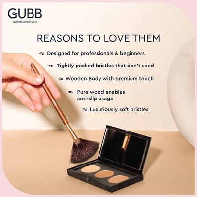 Gubb Pro Glam Kit Set Of 8 (Fan, Blush, Powder, Foundation, Eyeliner, Eyeshadow, Lip & Buffer) 1's - Face Brush