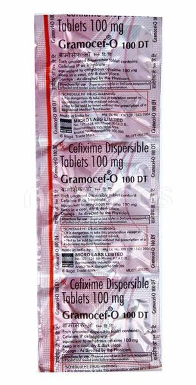 Gramocef O DT 100mg Tablet 10'S - Bacterial Infections-Cep