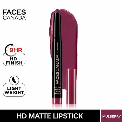 Faces Canada Ultime Pro HD Intense Matte Lips + Primer - Mulberry Magic 17, 9HR Long Stay 1.4 gm - Lip Crayons