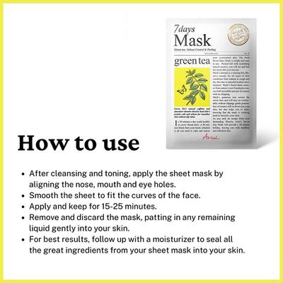 Ariul Seven Days Mask Green tea 20 ml - Sheet Masks