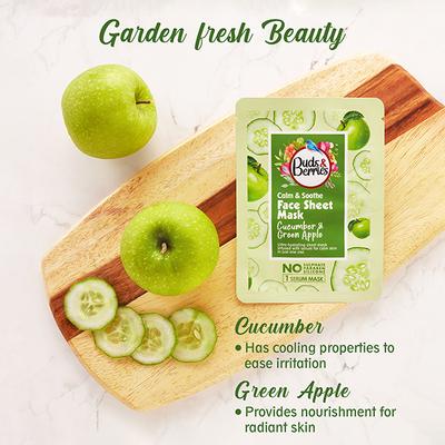 Buds & Berries Cucumber and Green Apple Sheet Mask Pouch 25 gm - Sheet Masks
