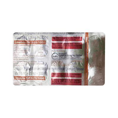 Linabite Em 5/25/1000 Tablet 10's Price, Uses, Side effects | Netmeds