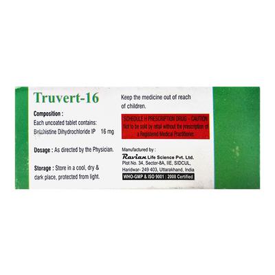 TRUVERT 16mg Tablet 10's - Vertigo-Ant