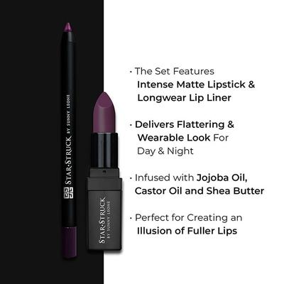 Star Struck By Sunny Leone Lip Kit (Lipstick+Liner) - Wine 4.2G + 1.2G 2's - Lipsticks