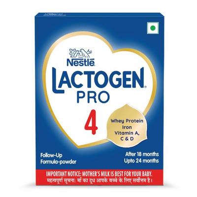 Nestle LACTOGEN PRO 4 Follow Up Formula with Whey Protein, Iron, Vitamin A, C & D (After 18 Months Upto 24 Months) Powder 400 g - Baby And Infant Supplements