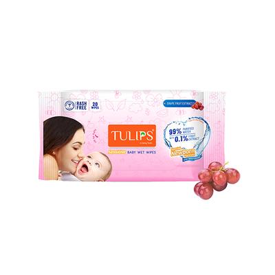 Tulips Sensitive Baby Wet Wipes Grape Fruit Extract Special newborn formula with Moisturizer 20's - Diapers & Wipes