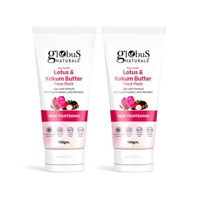 Globus Naturals Lotus & Kokum Butter Face Pack for Anti-Ageing & Skin Lightening, 100gm each 2's - Masks & Peels
