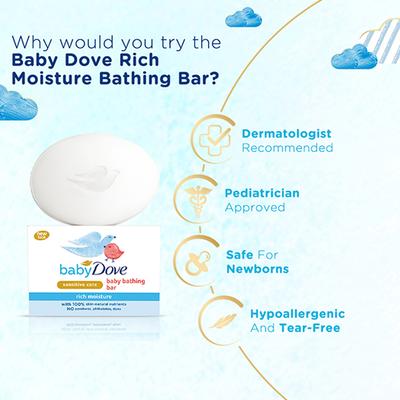 Baby Dove Rich Moisture Bathing Bar 75Gx3 3's - Soaps