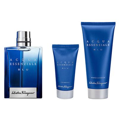 Salvatore Ferragamo Acqua Essenziale Blu Set (Eau de Toilette100ml + Shampoo and Shower Gel 100ml + After Shave Balm 50ml) 250 ml - Shampoos
