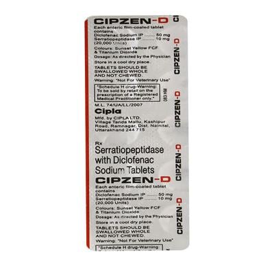 Cipzen D Tablet 10'S - Pain relief-Nsa