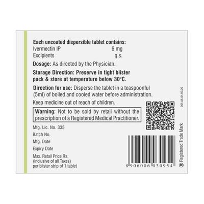 Iverscab 6mg Tablet 1's - Parasitic Worms-Ant
