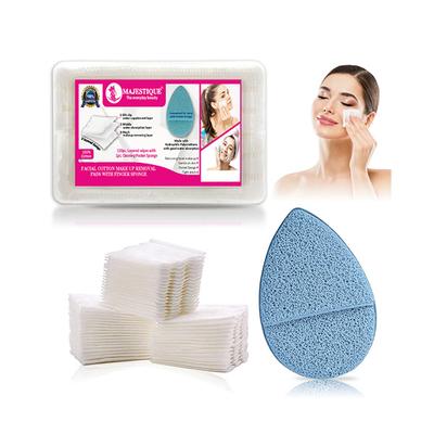 Majestique 100Pcs Cotton Face Pads with Reusable Sponge for Daily Makeup Removal - 101Pcs/Multicolor 1's - Facial Wipes & Tissues