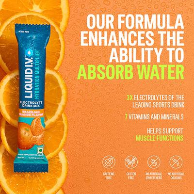 Liquid I.V. Hydration Multiplier- Brazilian Orange, Electrolyte Powder Drink Mix 12's - Multi-Vitamins