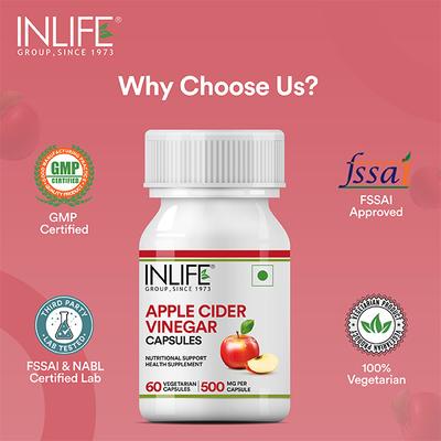 Inlife Apple Cider Vinegar 500 mg Vegetarian Capsule 60's - Apple Cider Vinegar - Acv