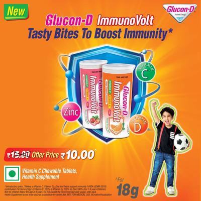 Glucon-D Immunovolt Glucose Energy Bites - Orange 18 gm - Energy Drinks