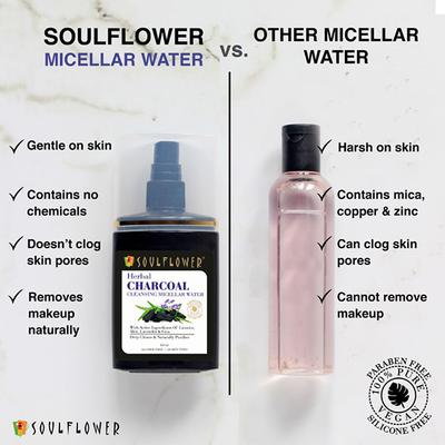Soulflower Charcoal Cleansing Micellar Water 120 ml - Make Up Removers