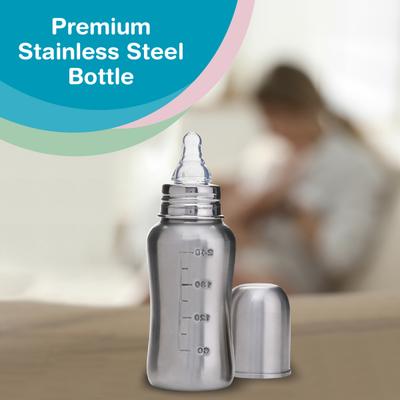 Vega Baby & Mom Steel Feeding Bottle Regular Neck 240ml - Feeding & Nursing